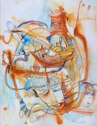 Painting titled "Unconscious" by Özlem Köroğlu, Original Artwork, Watercolor