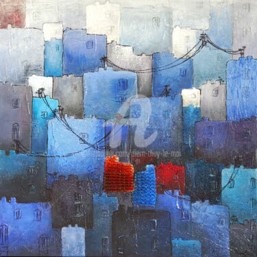 Chefchaouen hors saison Schilderij getiteld "Chefchaouen hors sa…" door Diem-Thuy Le Mai, Origineel Kunstwerk, Acryl