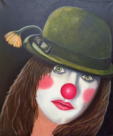 Pintura titulada "La Mirada del Payaso" por Rodolfo Rivera, Obra de arte original, Oleo