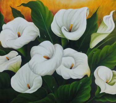 Peinture intitulée "Brazilian flower" par Taillon Luz, Œuvre d'art originale, Huile