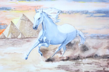 Aquarelle originale et unique, intitulée: Pharaons 「Aquarelle originale…」というタイトルの絵画 Isabelle Redonnetによって, オリジナルのアートワーク, 水彩画