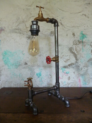 LAMPE INDUSTRIELLE - STEAMPUNK - Design titled "LAMPE INDUSTRIELLE…" by Leferailleur02, Original Artwork, Luminaire