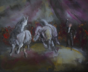 Painting titled "Les pirouettes" by Thierry Faure, Original Artwork, Oil Mounted on Wood Stretcher frame