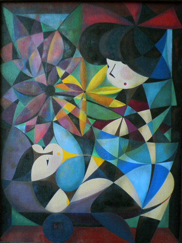 Картина под названием "На прогулке в парке" - Игорь Бондаренко, Подлинное произведение искусства, Масло