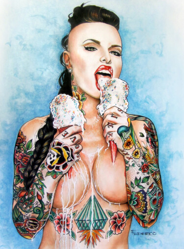 Painting titled "Wanna Lick?" by Alyn Federico, Original Artwork, Chalk
