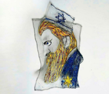 Theodor Herzl portrait Wall hanging metal Wire mesh Pop art 「Theodor Herzl portr…」というタイトルの彫刻 Anetta Hayatによって, オリジナルのアートワーク, 金属
