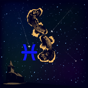 Pisces. Zodiac signs. 「Pisces. Zodiac sign…」というタイトルのデジタルアーツ Ihor Ivanovによって, オリジナルのアートワーク, デジタル絵画