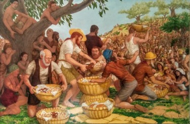 Feeding the Multitude Pintura intitulada "Feeding the Multitu…" por Edwin Loftus, Obras de arte originais, Óleo