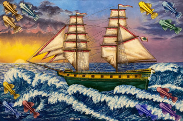 绘画 标题为“Ship of Luck” 由Anastasia Kurganova, 原创艺术品, 油