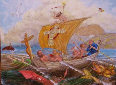 绘画 标题为“The Voyage of Saint…” 由Edwin Loftus, 原创艺术品, 油