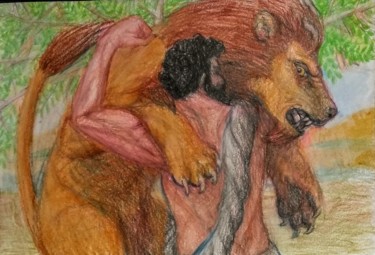 Drawing titled "Hercules and the Ne…" by Edwin Loftus, Original Artwork, Pencil Mounted on Other rigid panel