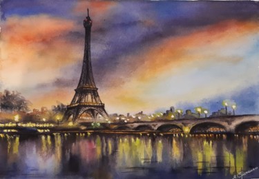 "SOUS LE CIEL DE PARIS"/"Под небом Парижа"watercolor drawing 绘画 标题为“"SOUS LE CIEL DE PA…” 由Yana Yeremenko, 原创艺术品, 水彩