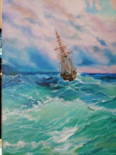 Painting titled "Буря" by Natalia Beliakova, Original Artwork, Oil