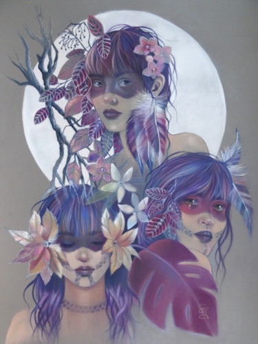 绘画 标题为“"les puissantes"” 由Christine Mergnat, 原创艺术品, 粉彩