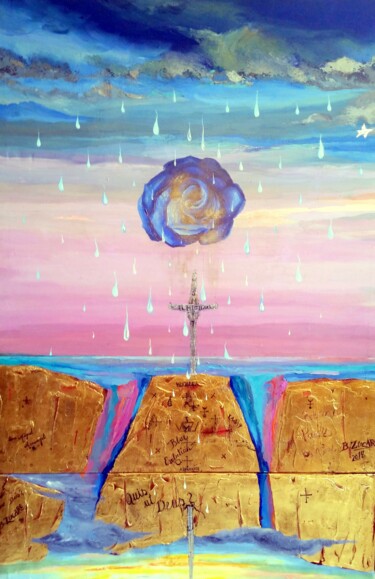 BLUE EVOLUTION. San Miguel Arcangel. Peinture intitulée "BLUE EVOLUTION. San…" par Beatriz Zucaro, Œuvre d'art originale, Huile