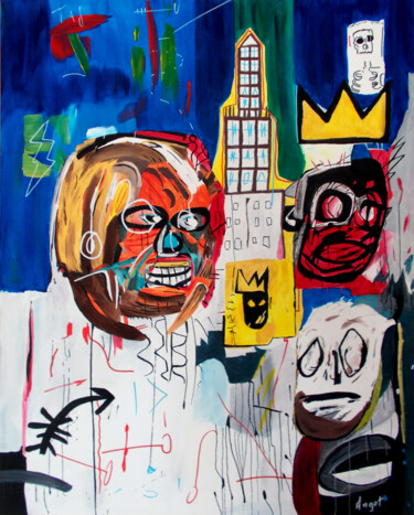 Hommes dans la ville Painting titled "Hommes dans la ville" by Thierry Angot, Original Artwork, Acrylic