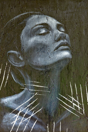 Painting titled "Silver scars" by Artmoods Tp, Original Artwork, Acrylic Mounted on Wood Panel