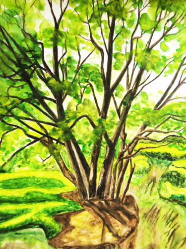 Willow trees vertical Peinture intitulée "Willow trees vertic…" par Irina Afonskaya, Œuvre d'art originale, Aquarelle