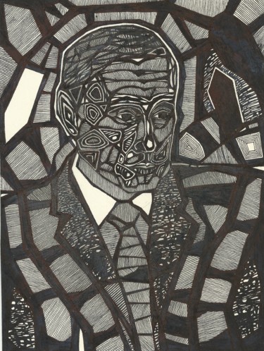 Drawing titled "Putin" by Aleksandr Glukhov, Original Artwork, Ink
