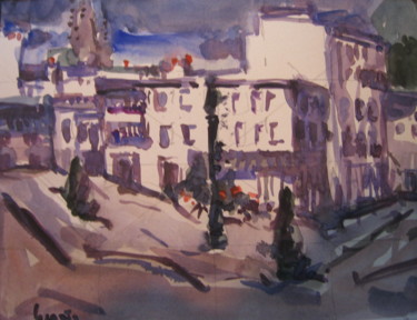 RUE TROTTIER HENNEBONT Pintura intitulada "RUE TROTTIER HENNEB…" por Gildas Cadic, Obras de arte originais, Aquarela