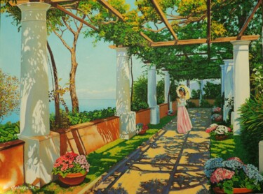 Painting titled "Утро терраса" by Maksim Fedkin, Original Artwork, Oil