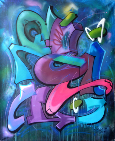 Peinture intitulée "100 titres 63" par Saname, Œuvre d'art originale, Bombe aérosol