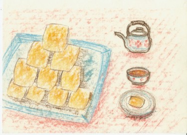 绘画 标题为“烤包子” 由怡 张, 原创艺术品, 粉笔