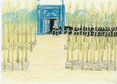绘画 标题为“送葬” 由怡 张, 原创艺术品, 粉笔