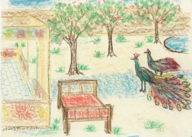 绘画 标题为“庭院” 由怡 张, 原创艺术品, 粉笔