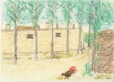 绘画 标题为“村舍” 由怡 张, 原创艺术品, 粉笔