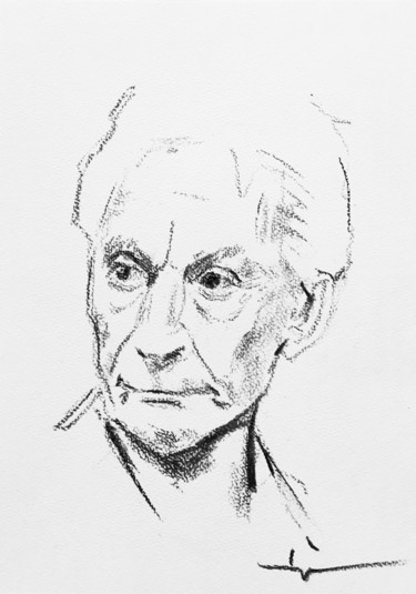 Drawing titled "Hommage à Charlie W…" by Dominique Dève, Original Artwork, Charcoal