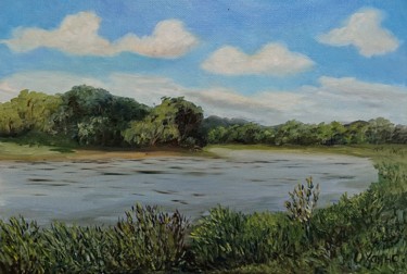Painting titled "Elbe" by Olga Hanns (O. Hanns), Original Artwork, Oil