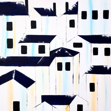 Blue roofs 21 제목이 "Blue roofs 21"인 미술작품 Poonam Choudhary로, 원작, 아크릴
