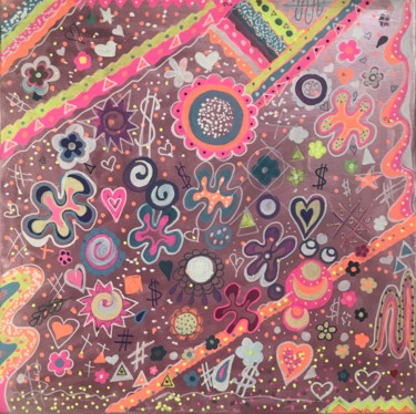 Schilderij getiteld "Dollars in sky" door Venera Montharian, Origineel Kunstwerk, Acryl