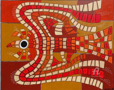 Painting titled "OIseau Ocre" by Caloulabissa, Original Artwork, Acrylic