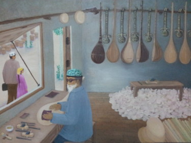 绘画 标题为“莎车老街乐器铺” 由怡 张, 原创艺术品, 油