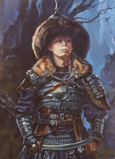 Peinture intitulée "Le jeune Prince sol…" par Agnès Borg-Burglen, Œuvre d'art originale, Huile Monté sur Châssis en bois