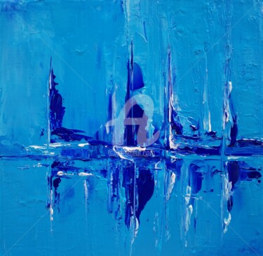 Mouillage en Corse Peinture intitulée "Mouillage en Corse" par Valerie Dragacci, Œuvre d'art originale, Huile