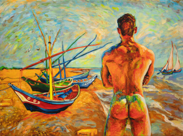 Balbyshev 'Bather with Fishing Boats' EDITIONED PRINT 01\20 印花与版画 标题为“Balbyshev 'Bather w…” 由Oleksandr Balbyshev, 原创艺术品, 数字打印 安装在木质担架架上