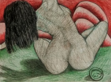 Drawing titled "Seated Nude" by Edwin Loftus, Original Artwork, Pencil Mounted on Other rigid panel