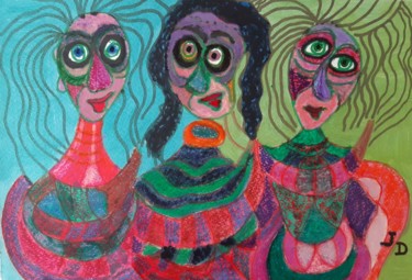 Painting titled "Les 3 Grâces 2019" by Jacques Desvaux (JD), Original Artwork, Acrylic