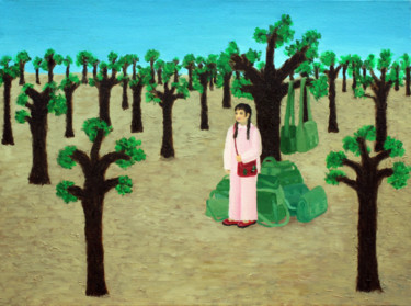 绘画 标题为“桑树下” 由怡 张, 原创艺术品, 油