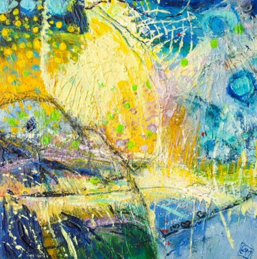 Peinture intitulée "Jardins cosmiques,…" par Élisabeth Augendre Moreau, Œuvre d'art originale, Acrylique Monté sur Carton