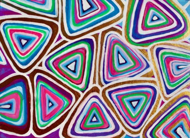 118. Triangles Painting titled "118. Triangles" by Veera Zukova, Original Artwork, Acrylic Mounted on Cardboard