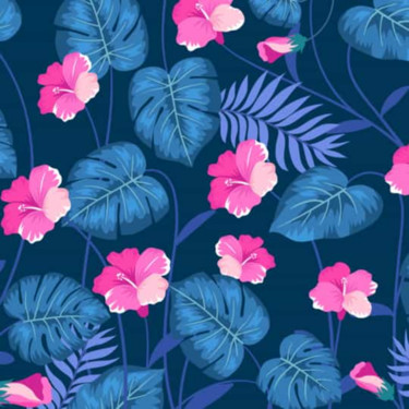 Digital Arts titled "Pink Blue Tropical" by Munish Mehra, Original Artwork, 2D Digital Work