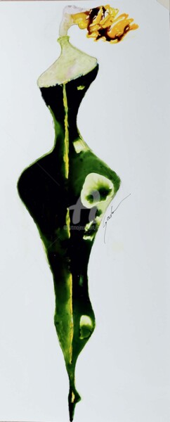 Pittura intitolato "flora" da Cegede, Opera d'arte originale, Inchiostro