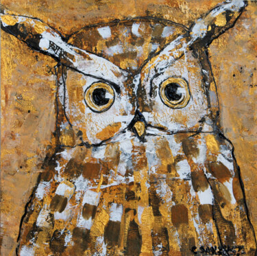 绘画 标题为“Great horned Owl” 由Camille Sanchez, 原创艺术品, 丙烯