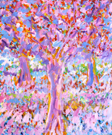 Peinture intitulée "La forêt grenadine" par Jean Mirre, Œuvre d'art originale, Huile Monté sur Châssis en bois