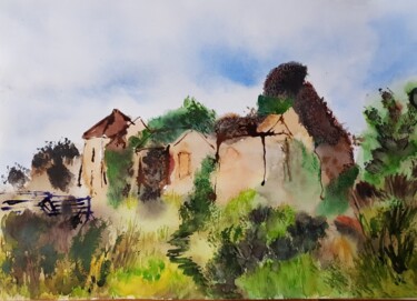 绘画 标题为“La ferme en ruine” 由Ghislaine Rimmen-Mohl, 原创艺术品, 水彩