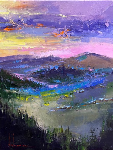 Cold morning in the mountains. Schilderij getiteld "Cold morning in the…" door Andriy Izhak, Origineel Kunstwerk, Acryl